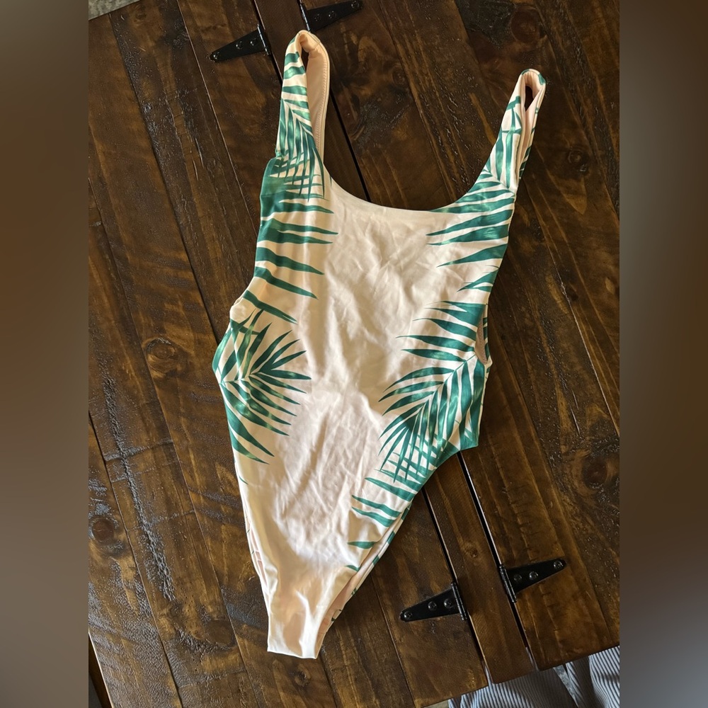 Aerie Green Leaf Print One-Piece Swimsuit